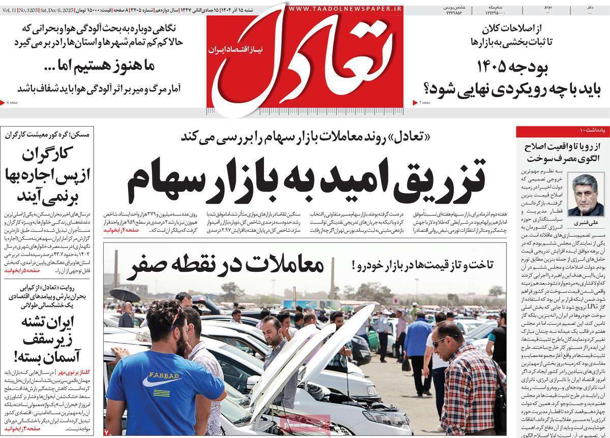 صفحه نخست روزنامه های اقتصادی