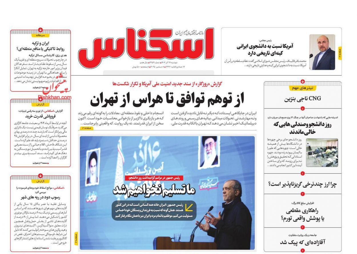 صفحه نخست روزنامه های اقتصادی