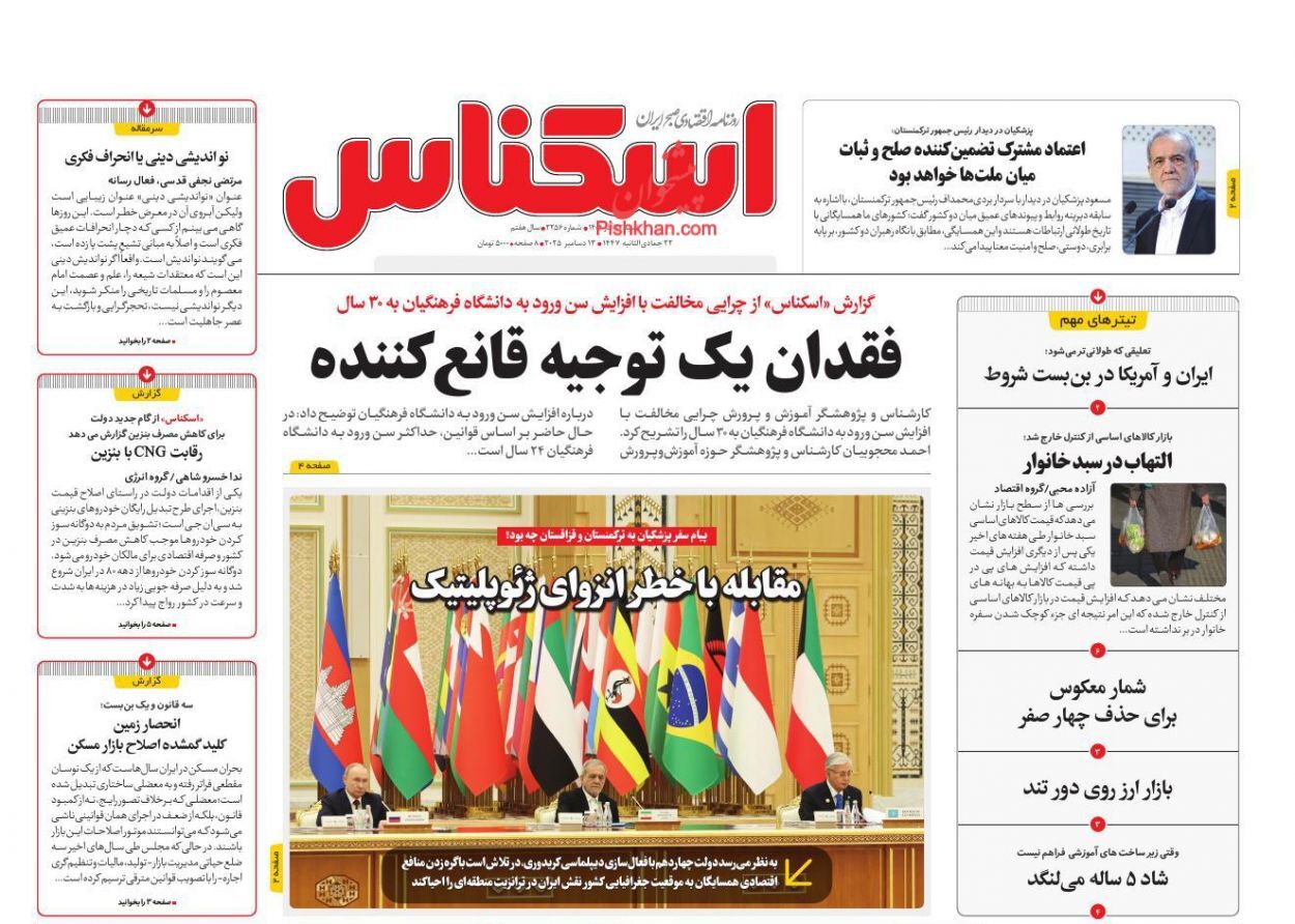 صفحه نخست روزنامه های اقتصادی