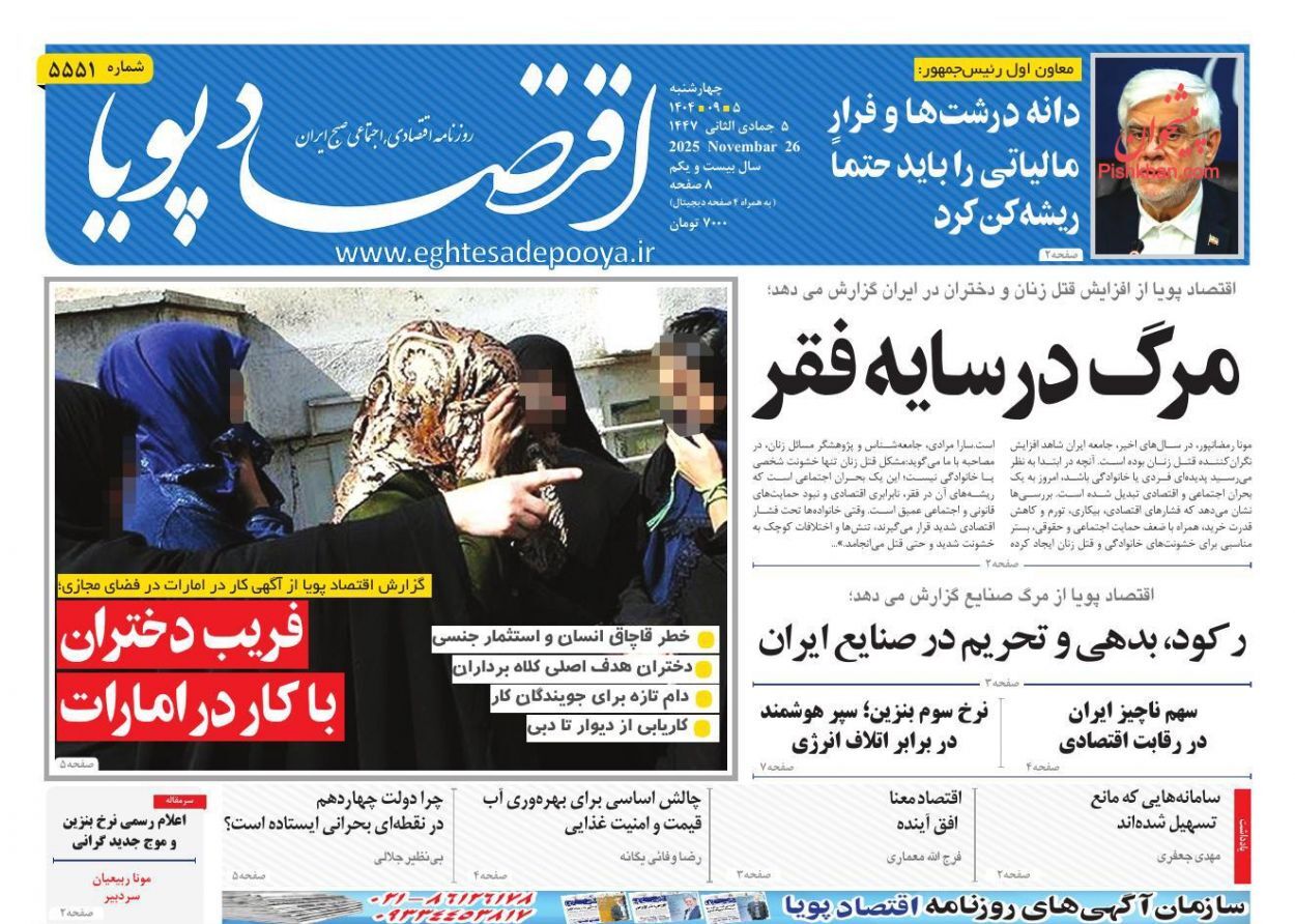 صفحه نخست روزنامه های اقتصادی