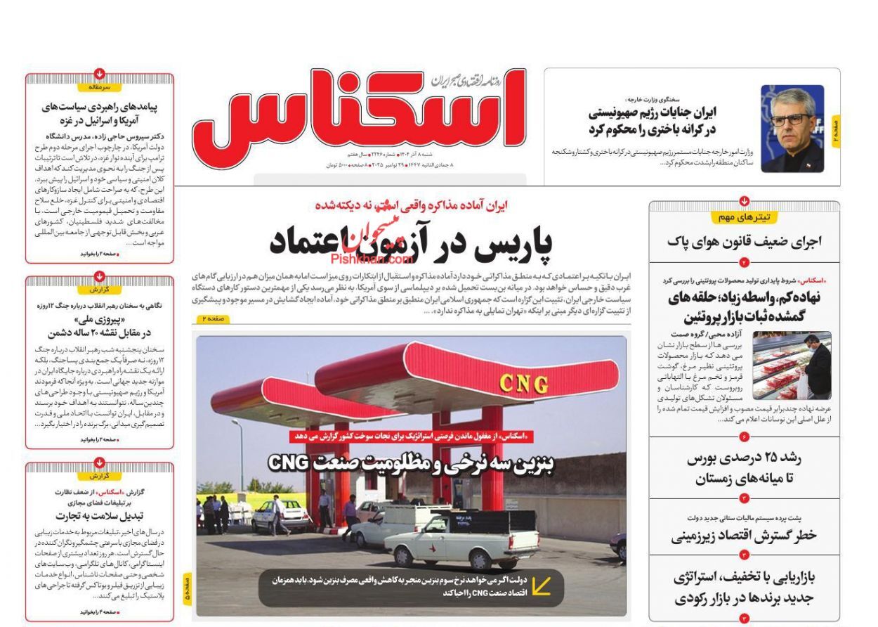 صفحه نخست روزنامه های اقتصادی